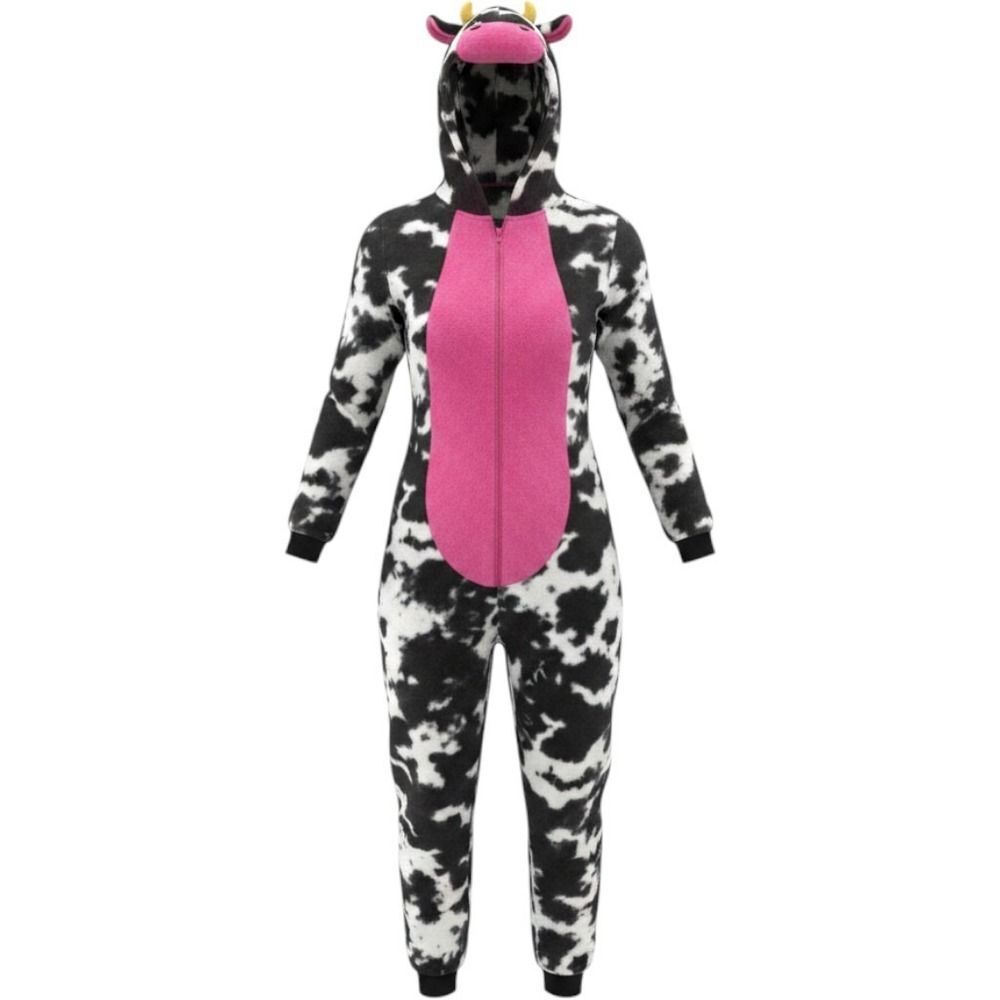 Way to Celebrate Union Suit Unisex XL Black Pink Cow Print One Piece Halloween